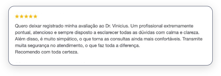 Depoimento de paciente sobre o Dr. Vinícius Marmentini